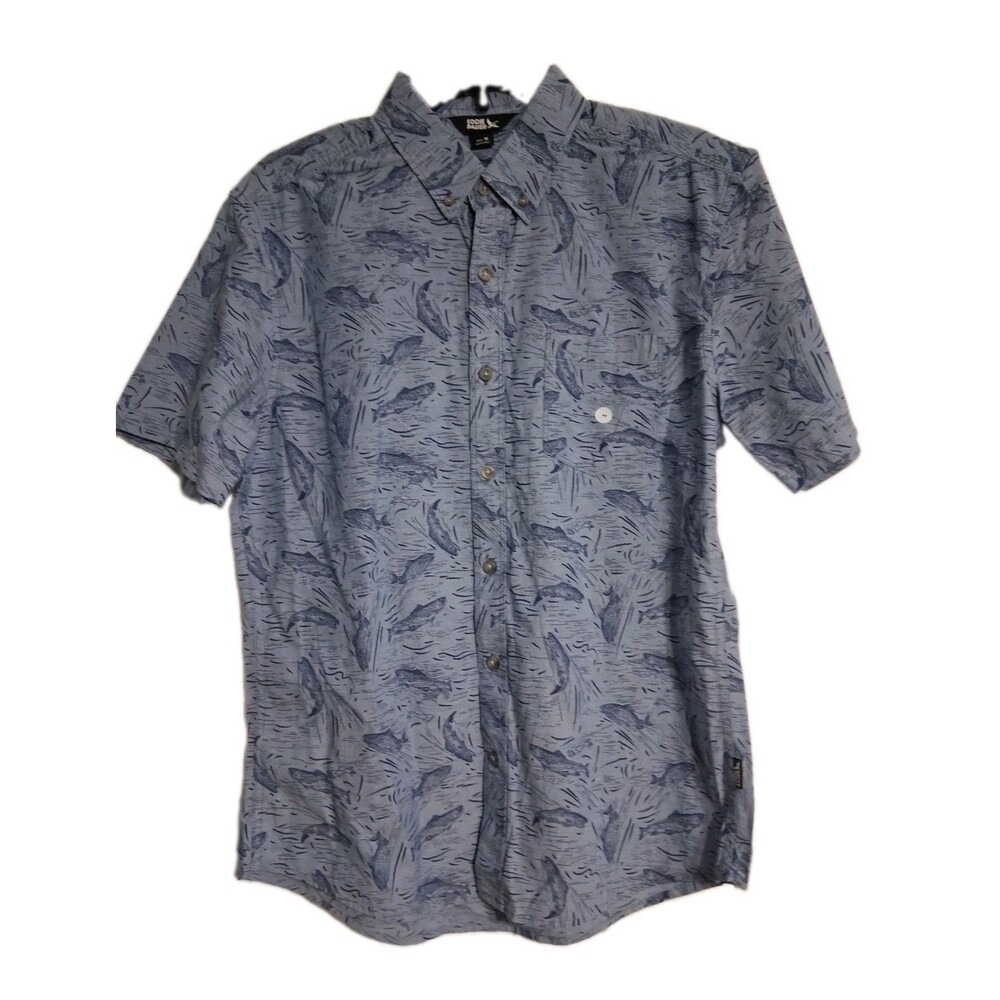 NWT Men's Eddie Bauer Baja Button-down Shirt Size M Fish